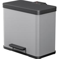 Hailo öko duo plus L 6302200 Afvalbak 26 l Plaatstaal (b x h x d) 470 x 430 x 340 mm Lichtgrijs Met voetpedaal 1 stuk(s)