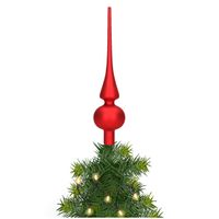 Glazen kerstboom piek/topper rood mat 26 cm - thumbnail