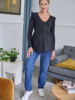 T-shirt blouse voor zwangerschap en borstvoeding zwart