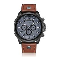 CAGARNY 6882 Fashion waterdichte polychromatische metalen shell quartz horloge met lederen armband