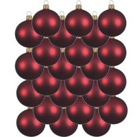 24x Glazen kerstballen mat donkerrood 6 cm kerstboom versiering/decoratie   -