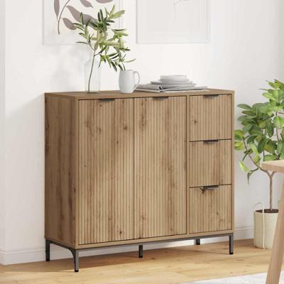 Dressoir artisanaal eikenkleurig 89,5 x 33 x 82 cm Bewerkt hout