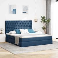 Opslag bed met matras met opslag Blauw 160 x 200 cm Nep Leer