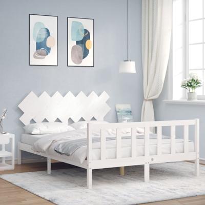 Bedframe zonder matras massief grenenhout wit 140x200 cm