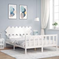 Bedframe zonder matras massief grenenhout wit 140x200 cm