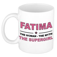 Naam cadeau mok/ beker Fatima The woman, The myth the supergirl 300 ml - Naam mokken - thumbnail