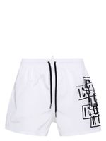 DSQUARED2 short de bain à imprimé Icon Stamps - Blanc