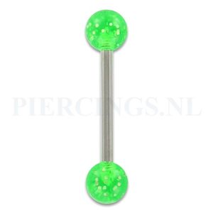 Tongpiercing acryl glitter groen