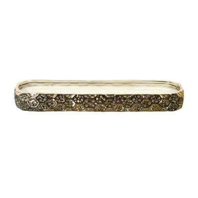 Home Deco Factory Geurkaars - goud - L39 cm - 9 branduren - rechthoek - sierkaars