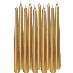 12x Lange kaarsen goud 25 cm 8 branduren dinerkaarsen/tafelkaarsen - Dinerkaarsen