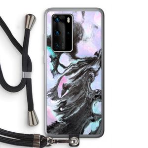 Pastel zwart: Huawei P40 Pro Transparant Hoesje met koord
