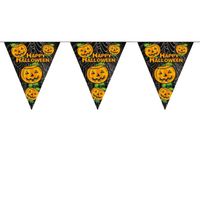Pompoenen Halloween vlaggenlijn feestslinger - plastic - 500 cm - Vlaggenlijnen
