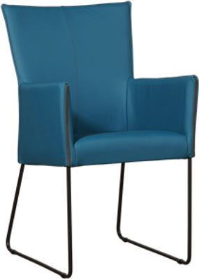 Blauwe leren industriële eetkamerstoel Mate - Toledo Leer Turquoise (blauw leer)