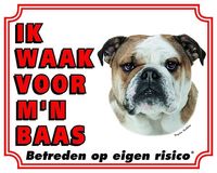 Engelse Bulldog Waakbord - Ik waak voor mijn baas - thumbnail