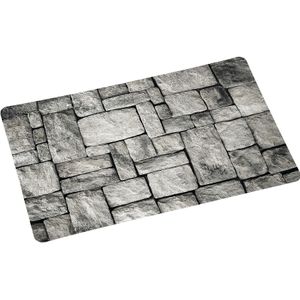 1x Rechthoekige onderleggers/placemats voor borden met grijze stenen print 28 x 43 cm   -