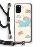 Vliegende eenhoorn: Samsung Galaxy A31 Transparant Hoesje met koord