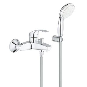 Grohe Eurosmart badkraan met omstel en koppelingen met douchegarnituur chroom/wit 3330220A