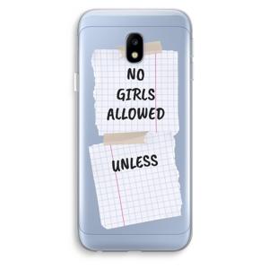 No Girls Allowed Unless: Samsung Galaxy J3 (2017) Transparant Hoesje