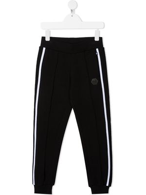 Philipp Plein Junior pantalon de jogging à bandes latérales - Noir