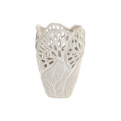 Vaas Home ESPRIT Wit Keramisch Blad van een plant 18 x 18 x 25 cm