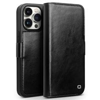 iPhone 15 Plus Qialino Classic Wallet Leren Hoesje - Zwart