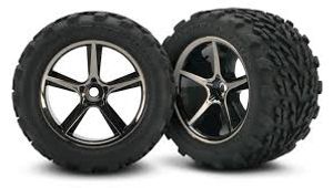 Tires and wheels, assembled, glued (gemini black chrome wheels, talon tires, foam inserts) (2)