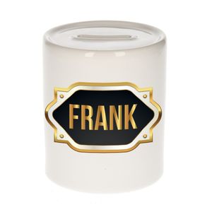 Naam cadeau spaarpot Frank met gouden embleem