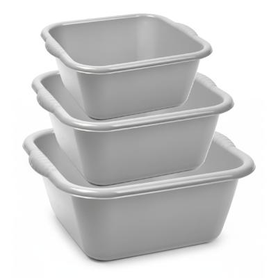 Plasticforte 3x huishoud teilen set - afwasbak - kunststof - 6-10-15 liter - grijs - schoonmaken Plasticforte 3x huishoud teilen set - afwasbak - kunststof - 6-10-15 liter - grijs - schoonmaken