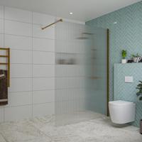 Fortifura Galeria inloopdouche - 140x200cm - ribbelglas - wandarm - Geborsteld koper PVD (Koper) SW797954/SW876702