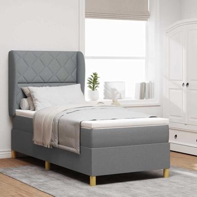 Boxspringbed met matras stof lichtgrijs 90x190 cm