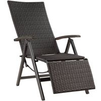 tectake® - Wicker tuinstoel opklapbaar met aluminium frame en voetsteun - zwart - 404575 - thumbnail