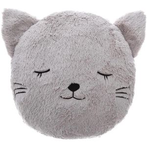 Dieren sierkussen kinderkamer - kat/poes grijs - 27 cm - polyester   -