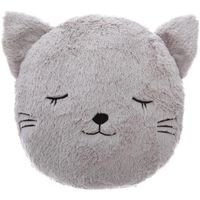 Dieren sierkussen kinderkamer - kat/poes grijs - 27 cm - polyester   - - thumbnail