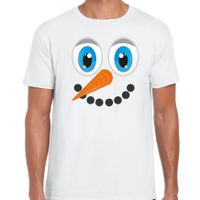 Fout kersttrui t-shirt voor heren - Sneeuwpop gezicht - wit - thumbnail