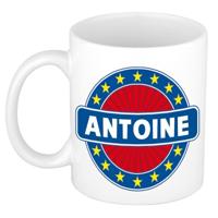 Antoine voornaam koffiemok - beker - wit/blauw - 300 ml - Cadeau - Heren - Collega - Vaderdag