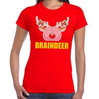 Foute Kerst t-shirt braindeer rood voor dames - thumbnail
