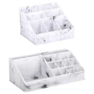 Make-up organizer set - 7 vaks en 16 vaks - marble look - kunststof