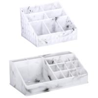 Make-up organizer set - 7 vaks en 16 vaks - marble look - kunststof - thumbnail