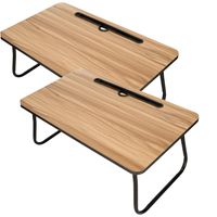 Set van 2x stuks houten dienbladen opvouwbaar met metalen poten 52,5 x 30 x 21,5 cm - thumbnail