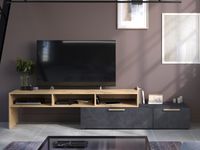 Tv-meubel RAWNY 1 deur 1 lade artisan eik/antraciet