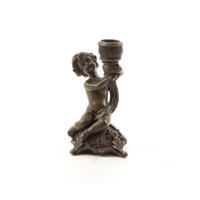 A BRONZE PUTTO CANDLESTAND