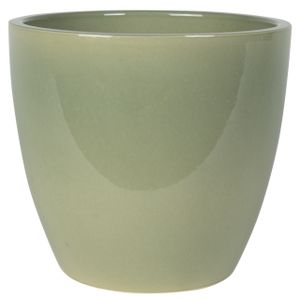 Plantenpot/bloempot in een strakke Scandinavische look mosgroen Dia 20 cm en Hoogte 19 cm