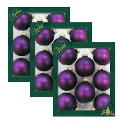 Krebs kerstballen - 24x st - magic velvet paars - 7 cm - glas - kerstversiering Krebs kerstballen - 24x st - magic velvet paars - 7 cm - glas - kerstversiering
