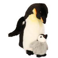 Pluche knuffel pinguin met jong 32 cm - thumbnail