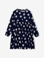 Jurk met all-over motief met knoopsluiting aan de voorkant marineblauw