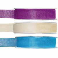 Satijn sierlint pakket - blauw/wit/paars - 1,5 cm x 20 meter - Hobby/decoratie/knutselen