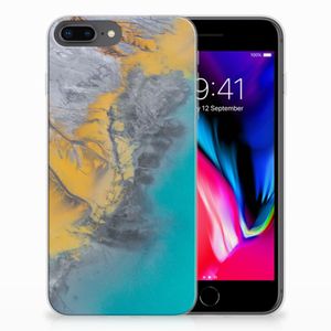 Apple iPhone 7 Plus | 8 Plus TPU Siliconen Hoesje Marble Blue Gold