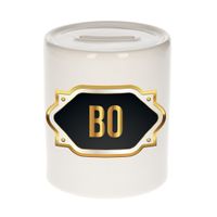 Naam cadeau spaarpot Bo met gouden embleem   -