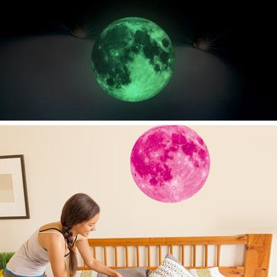 Fluorescerende Maan Wall Stickers Halloween muur Stickers slaapkamer wonen kamer decoratieve muur Stickers(Pink)