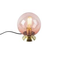 QAZQA Art deco tafellamp messing met roze glas - Pallon